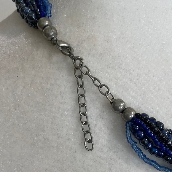 Bohemian Blue Multi Strand Seed Beaded Vintage Necklace - Picture 11 of 11